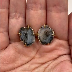Geode earrings in 14k gold setting